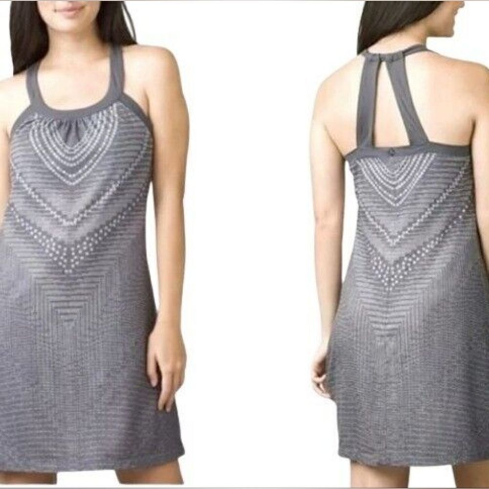 Prana Built In Bra Grey Quick Dry Breathable Cantine Dress Size S